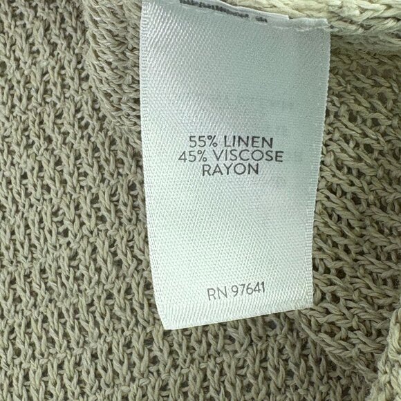 J Jill Open Knit Sweater Size L Truffle Tan V Neck Linen Blend Lagenlook NWT - Picture 6 of 13